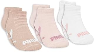 PUMA Meia Infantil Cano Curto Sapatilha, Kit 3 Pares, Algodão, Mix Rosa: (Rosa Nude/Rosa Chá/Branco), Tamanho 29 ao 34, Calcanhar Anatômico, Original, Costura Fina
