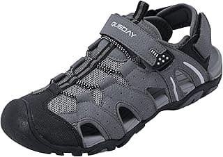 Queday Sandálias esportivas masculinas com bico fechado para caminhadas ao ar livre, leve, trilha, caminhada, casual, aquática