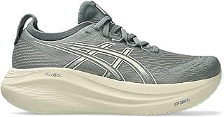 Tênis de corrida feminino ASICS Gel-Nimbus 27 cinza e branco