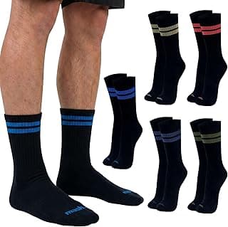 Mash Kit 5 Pares de Meias Esportivas Cano Longo Listra Colorida Masculina Adulto, 1 Azul Royal - 1 Caqui - 1 Laranja - 1 Roxo - 1 Verde Militar, 39-44