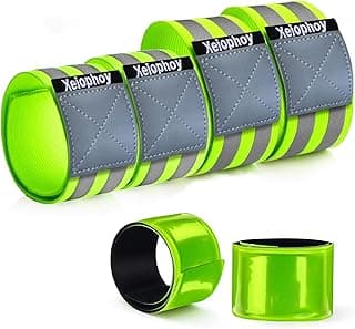 Faixa refletiva para corrida noturna, caminhada, 6 peças de faixas refletivas premium para braço/pulso/tornozelo/perna, equipamento de corrida refletivo de alta visibilidade, ajustável para