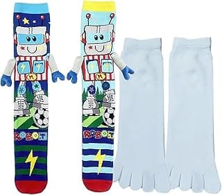 Genérico Kit Meias Divertidas Cute: 1 Par 3D Personagem Sortido + 1 Par Meia Dedinho - Modelo Infantil Juvenil 25-36 (BR, Alfa, Único, Regular, Masculino)