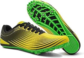 RUNIC Sapatos de pista e campo para homens, mulheres e crianças, ténis profissionais de corrida, corrida, saltos, treino ao ar livre, 7 pregos com picos extras e chave inglesa, unissexo