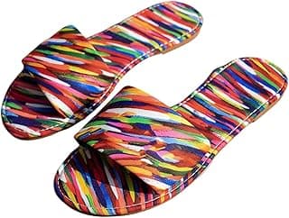 GORGLITTER Sandálias femininas coloridas de praia arco-íris verão férias abertas sem cadarço sapatos deslizantes 2025