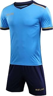 KELME Conjunto de uniforme de jérsei de futebol para crianças, adultos, meninos e meninas - Camisa de futebol e shorts atléticos time esportivo juvenil camiseta de futebol