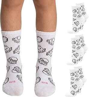 Trifil Kit 3 Pares de Meia Infantil Menina Cano Médio para Colorir Algodão Respirável, 3 Branco, 24-29