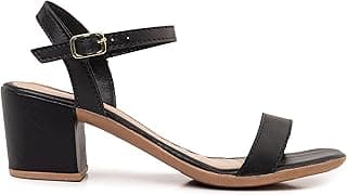 FERENZO Sandália Feminina com Salto Bloco Baixo, Médio, 5 cm, Tira Fina, Nude Rosado, Branca, Preta, Macia Leve, Confortável