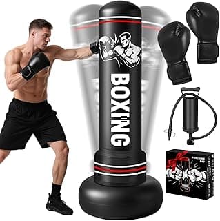 Saco de pancadas para adultos com suporte, saco de boxe pesado de 199 cm com luvas e bomba para homens, mulheres, adolescentes, meninos, meninas, kickboxing, iniciantes, treinamento em casa, MMA Muay