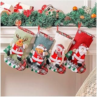 Kit 4 Botas Meias Enfeite Natal Temática Natalina