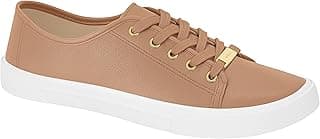 Tênis feminino Moleca Napa 5296.510 bege com sola branca e cadarço dourado
