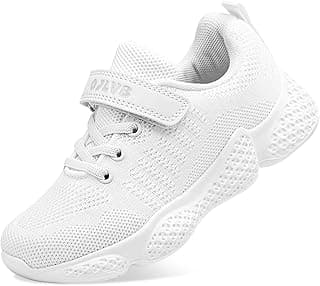 VFGNP Tênis para meninos e meninas, tênis de corrida infantil, tênis esportivo leve e respirável, Branco, 15