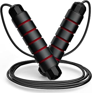 Corda de pular sem emaranhados, cabo de corda de salto rápido com rolamentos de esferas para mulheres, homens e crianças, corda de salto de aço ajustável com alças de espuma para fitness, exercícios em casa e corpo fino