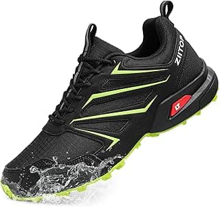 ziitop Tênis masculino de corrida para trilha, impermeável, antiderrapante, para trilha, acampamento, busca, preto