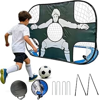 2 em 1 Gol de Futebol Dobravel Infantil, Portátil Rede de Alvo de Gol de Futebol, Equipamento de Treinamento de Redes de Futebol, Azul, 120x80x80cm