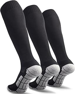 Meias de futebol CWVLC (1/3/5 pares) Meias esportivas de cano alto para adultos e jovens