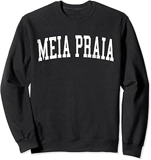 Vintage Meia Praia Varsity Text Apparel Vintage Meia Praia Distressed White Varsity Style Sweatshirt