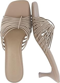 CUSHIONAIRE Quiz Kitten Heels for Women, Sandálias de salto com tiras com palmilha acolchoada, sandália de dedo aberto sem cadarço, Cinzento-acastanhado, 6.5