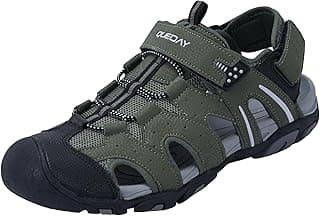 Queday Sandálias esportivas masculinas com bico fechado para caminhadas ao ar livre, leve, trilha, caminhada, casual, aquática