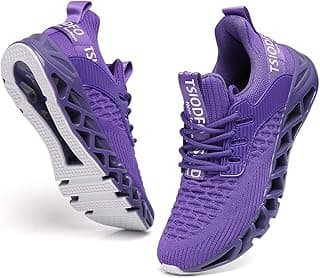 Tênis esportivos TSIODFO femininos para corrida e caminhada, cor roxa com detalhes em branco.