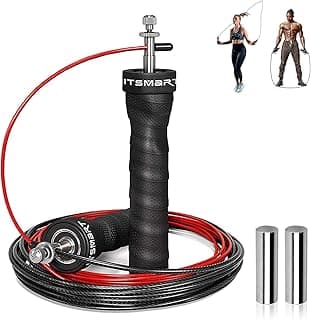 Corda de Pular com Alças Pesadas 2 Pesos Removíveis Rolamento Aço Carbono para Treino Intenso Cardio Queima Calórica e Força Muscular