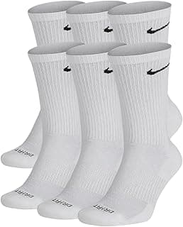 NIKE Meias casuais para treinamento atlético Everyday Plus Dri-Fit acolchoadas – Pacote com 6