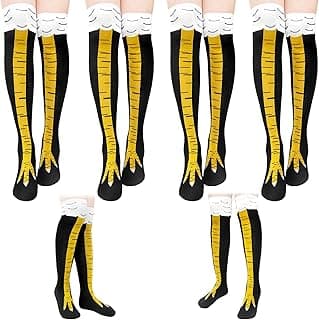 4 pares de meias com pernas de galinha, pés de galinha acima do joelho, meias divertidas para adultos, mulheres, homens, adolescentes, presentes de Natal