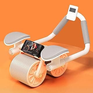 Kit de roda abdominal de rebote automático com suporte de cotovelo e temporizador, nova roda de rolo Ab de rebote automático 2023, rolo de roda abdominal para treino de núcleo, rolos Abb Equipamento de exercício abdominal