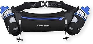 Fitletic Cinto de corrida de hidratação com garrafas de água para homens e mulheres – 2 garrafas de água corrente de fluxo rápido de 227 g, design patenteado sem salto, bolsa resistente à água para