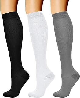 CHARMKING 3 pares de meias de compressão abertas para mulheres e homens, circulação de 15 a 20 mmHg é o melhor suporte para uso durante todo o dia