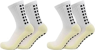 Genérico Kit 2 Pares Meia Esportiva Antiderrapante Cano Alto Unissex – Ideal para Futebol, Corrida, Academia, Futsal, Ciclismo, Basquete