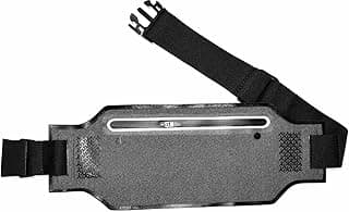 Pochete de Corrida Impermeável Slim Ajustável com Zíper para Celular e Objetos Fitness (Preto)