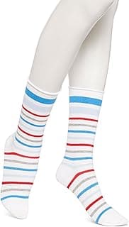 HUE Meias jeans - listras brancas, Branco, tamanho �nico