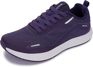 Tênis de corrida feminino minimalista roxo com biqueira larga