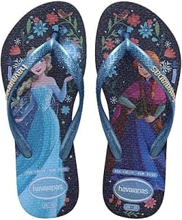 Chinelos infantis Havaianas Frozen com personagens Elsa e Anna