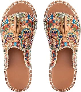GORGLITTER Sandálias femininas coloridas de verão 2026 Boho coloridas para férias mexicanas sem salto