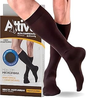 Meia de Compressão Masculina Meia 3/4 Panturilha Alta Compressão 20 30 MARROM ATTIVA
