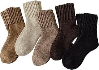 Nyutcwe Meias de lã, meias de lã, 5 pares, macias, confortáveis, quentes, grossas, botas de cano médio para mulheres outono e inverno