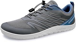 Tênis WateLves masculino e feminino cinza e azul, minimalista, drop zero, para corrida e caminhada