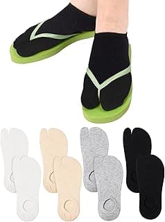 Sintege Conjunto de 4 pares de meias tabi com 2 dedos de bico baixo, elástico japonês, bico dividido, cano curto, atlético, para homens e mulheres