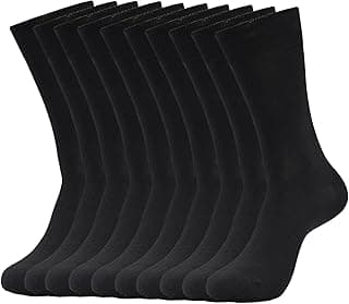 SUKBRGIR Meias sociais masculinas de fibra de bambu, cor sólida, respiráveis e com absorção de umidade, marrom, cinza e azul marinho, cano médio, pacote com 5 pares (5 pares pretos)