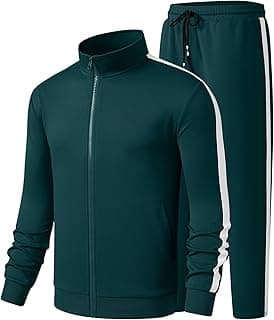 JMIERR Conjunto de 2 peças de agasalho esportivo masculino com zíper completo, moletom e calça de moletom joggers
