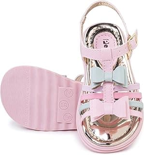 FERENZO Sandália Infantil Menina Princesa Pepete com Tiras e Laço Macia Leve e Confort, Colorida, Branca e Rosa, 20 ao 27
