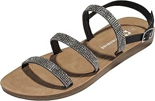 alpine swiss Sandália gladiadora feminina de strass com tiras planas