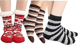 Genérico Meia Térmica Lã Forrada Pelúcia Antiderrapante + 2 Pares de Meias Soft = Kit 3 Pares Sortidos