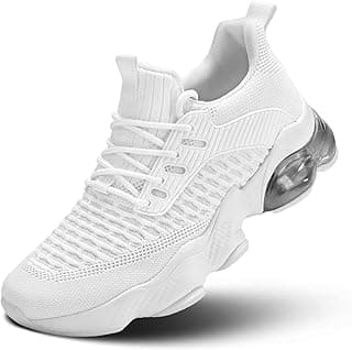Tênis de corrida masculino branco com almofada de ar e sola transparente