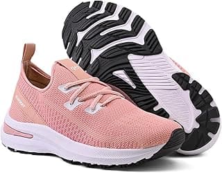 Tênis feminino esportivo RUNWAY rosa claro e branco, leve e macio para corrida e academia