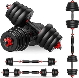 LGS Kit Halteres Musculação 6 em 1 Ajustável Até 15kg | Conjunto Completo com Barra, e Anilhas em Aço Inoxidável e Borracha | Equipamento Ergonômico para Treino Funcional em Casa