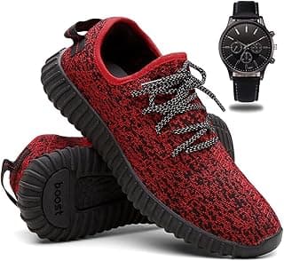 QueroShoes Tênis Masculino de Corrida e Caminhada Leve e Macio + Relógio