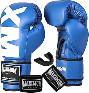 Kit Luva De Boxe Muay Thai Kickboxing + Bandagem 3m + Protetor Bucal - Maximum