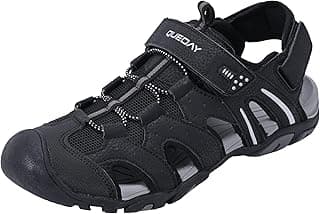 Queday Sandálias esportivas masculinas com bico fechado para caminhadas ao ar livre, leve, trilha, caminhada, casual, aquática